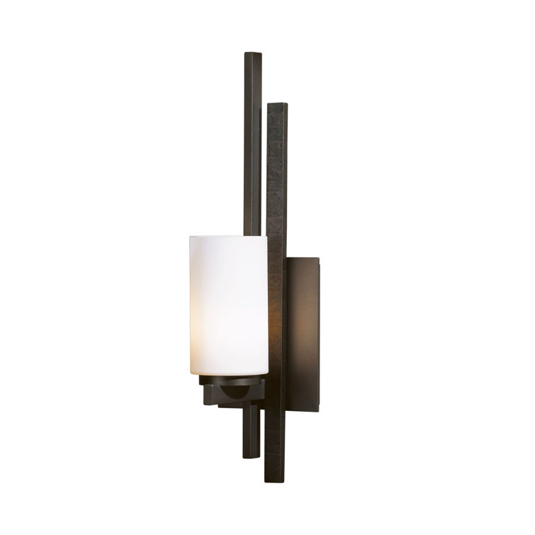 Ondrian Dark Smoke Steel Wall Sconce with Frosted Glass Shade