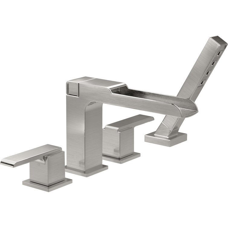 Stainless Steel Widespread Deck Mounted Roman Tub Faucet with Handshower