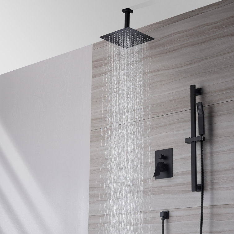 Matte Black Dual Shower Head System with Adjustable Hand Shower