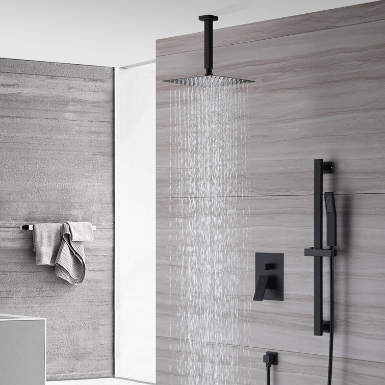 Matte Black Dual Shower Head System with Adjustable Hand Shower