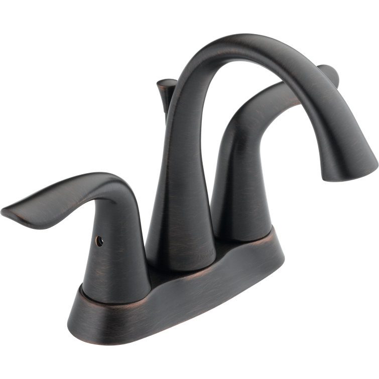 Elegant Contemporary 6" Bronze Centerset Bathroom Faucet with Metal Handles