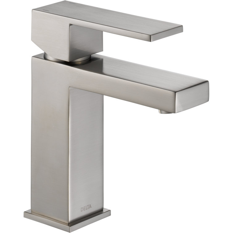 Sleek Modern Single Hole Stainless Steel Bathroom Faucet with Drain Assembly