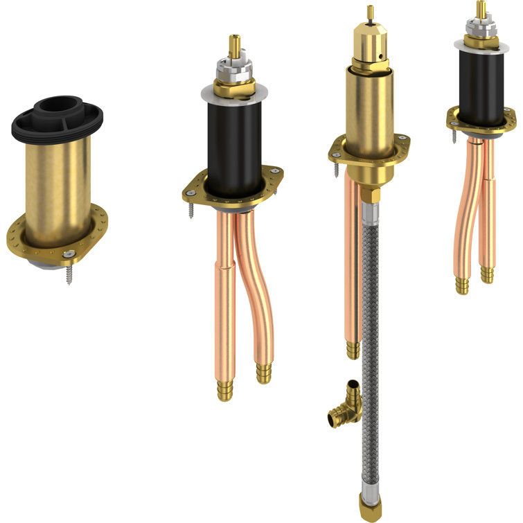 Modern Brass Flexible Roman Tub Filler with Hand Shower Rough-In Valve
