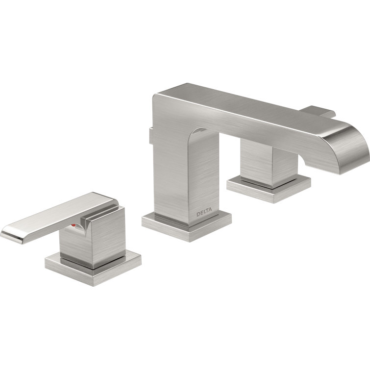 Modern Black and Stainless Steel Widespread Bathroom Faucet with ADA Compliance