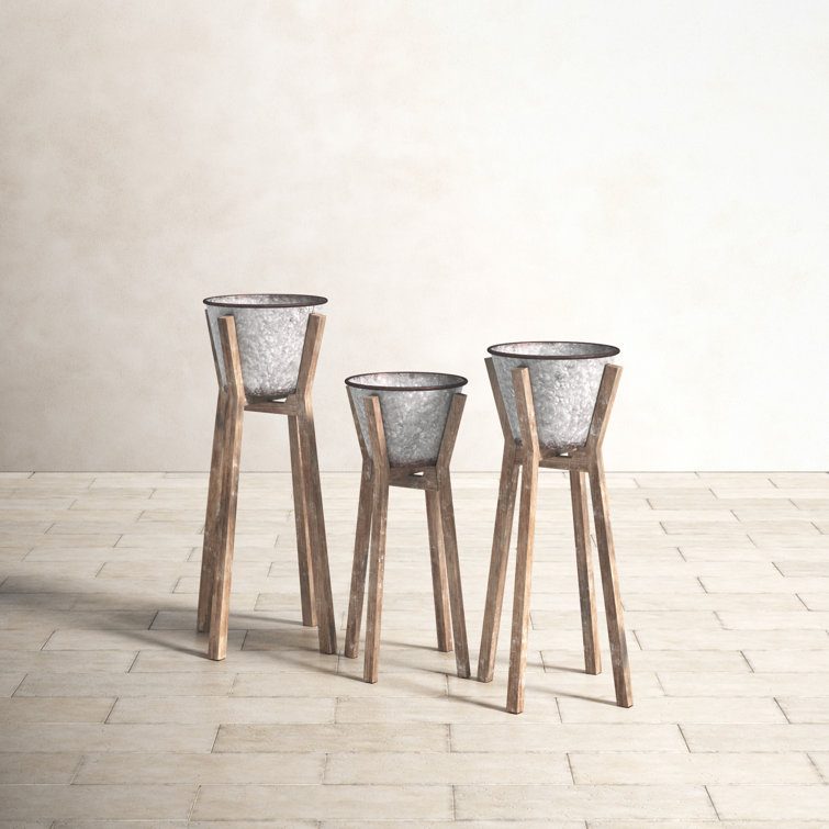 Hayes Rustic Elegance Metal & Wood Planter Set, 35"H