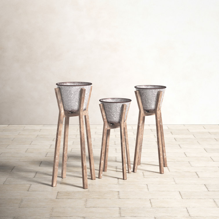 Hayes Rustic Elegance Metal & Wood Planter Set, 35"H