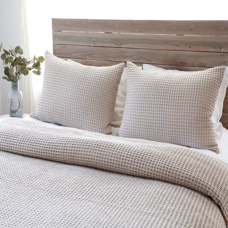 Zuma Queen-Sized Cream Cotton Waffle Weave Blanket