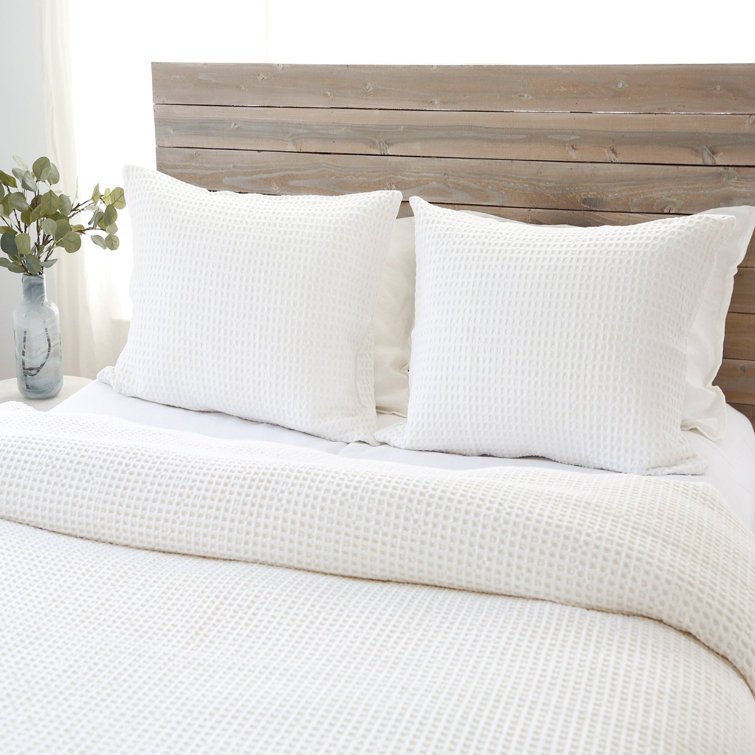 Zuma Queen-Sized Cream Cotton Waffle Weave Blanket