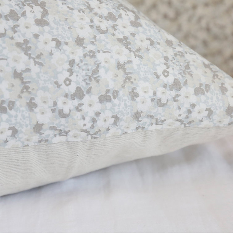 Standard Gray Floral Cotton Pillow Sham