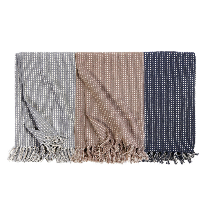 Jasper Oversized Striped Blue Gray Cotton Throw Blanket