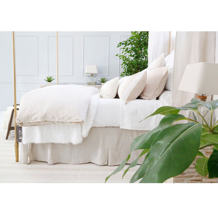 Flax Linen Pleated Split Corner King Bed Skirt