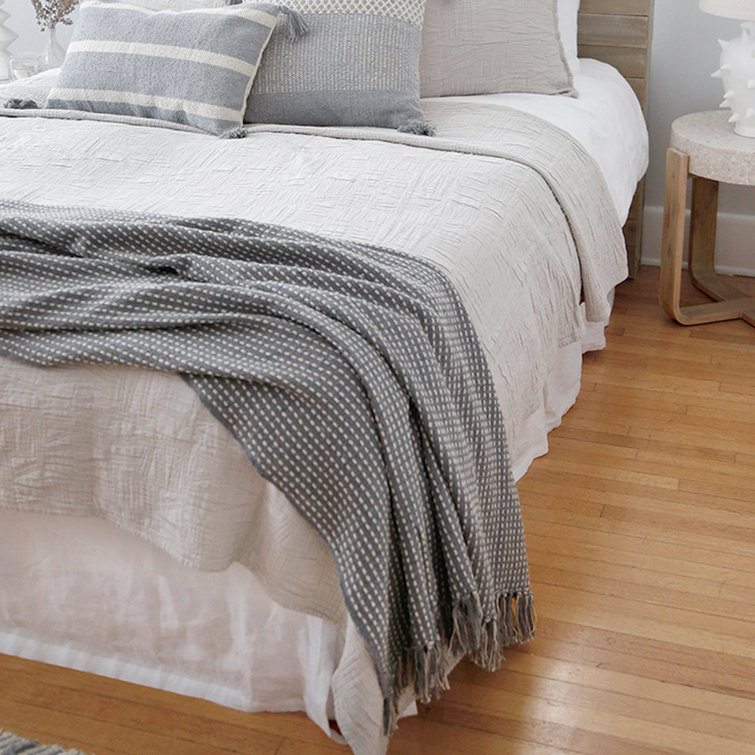 Jasper Oversized Striped Blue Gray Cotton Throw Blanket