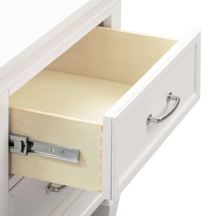 Darlington Warm White 2-Drawer Nightstand with Satin Nickel Handles