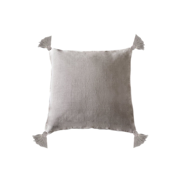 Natural Linen Square Pillow with Tassels