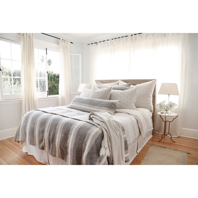 Alpine Queen Grey & Ivory Striped Cotton Blanket