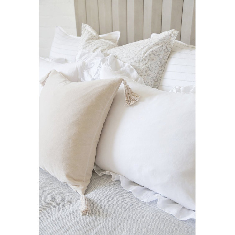 Bianca Light Gray Velvet Square Pillow with Tassels