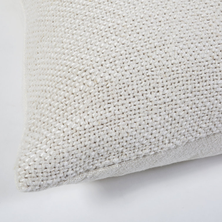 Cream 20" x 20" Linen Woven Throw Pillow