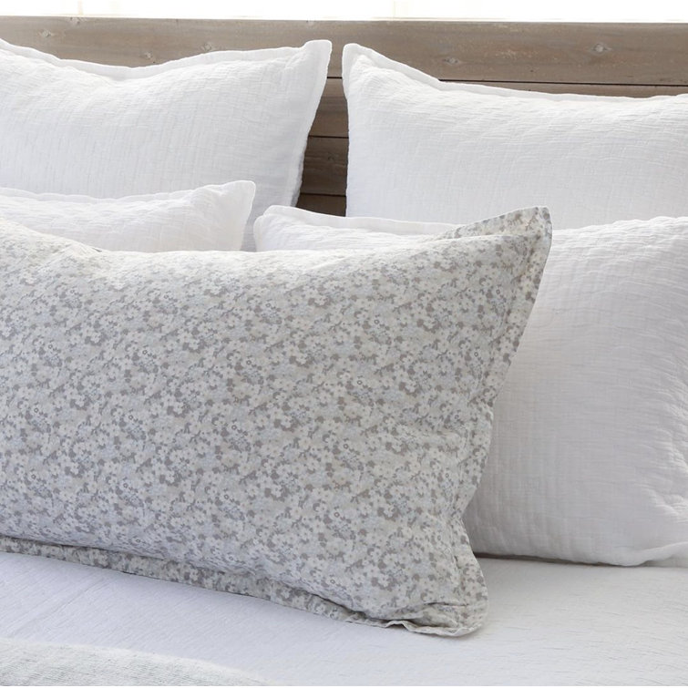 Standard Gray Floral Cotton Pillow Sham