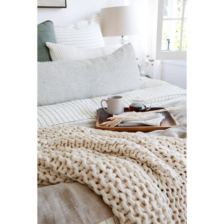 Finn Extra Chunky Knit Organic Cotton Throw - Antique White