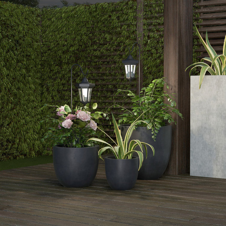 Black 2-Piece LED Solar Pathway Lantern Set with Shepherd Hooks