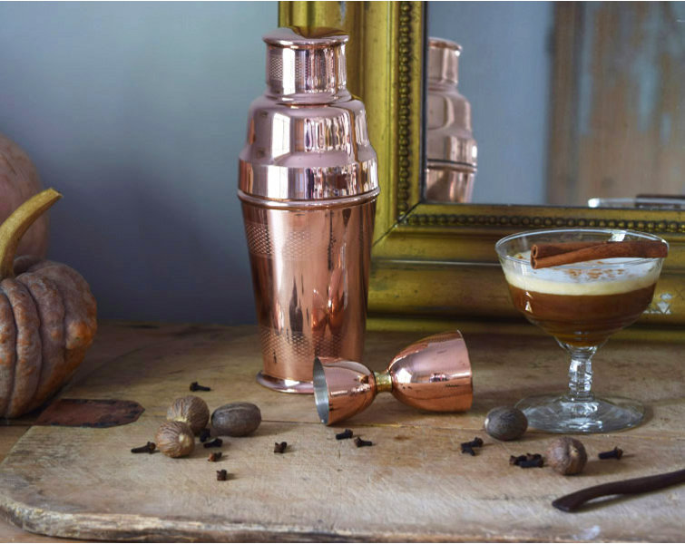 Vintage-Inspired Copper and Brass Cocktail Shaker