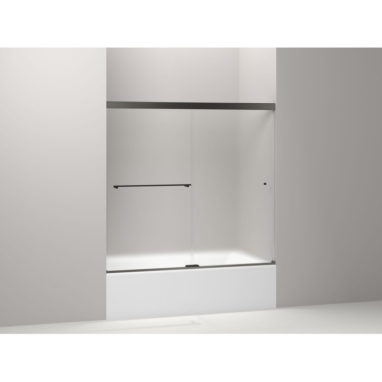 Anodized Dark Bronze Frameless Sliding Bath Door with Crystal Clear Glass