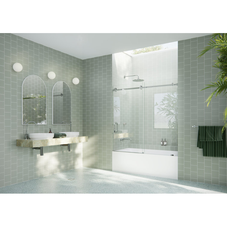 Astro 60" Frameless Sliding Bathtub Door with Chrome Finish