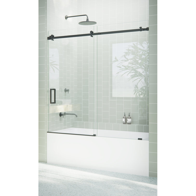 Astro 60" Frameless Sliding Bathtub Door in Matte Black