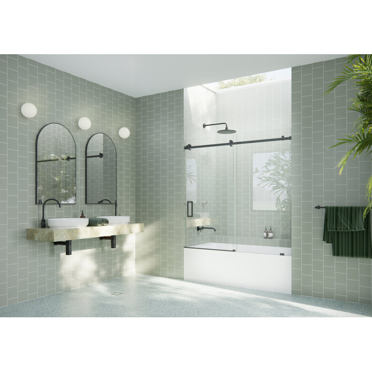 Astro 60" Frameless Sliding Bathtub Door in Matte Black