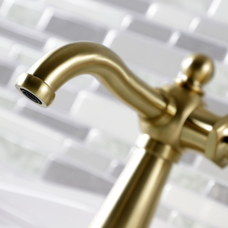 Brushed Brass Single Handle Bathroom Faucet with Drain Assembly