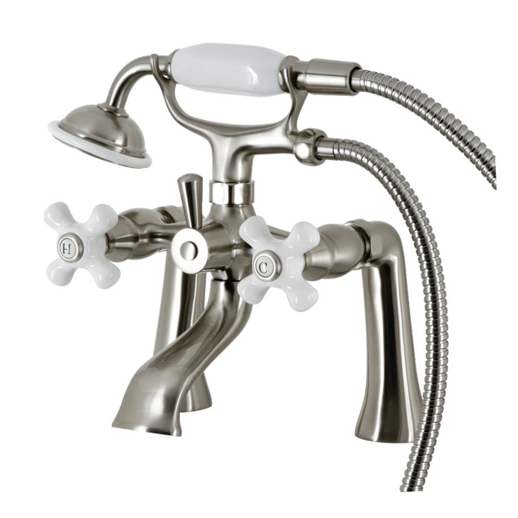 Brushed Nickel Deck Mount Clawfoot Tub Faucet with Hand Shower