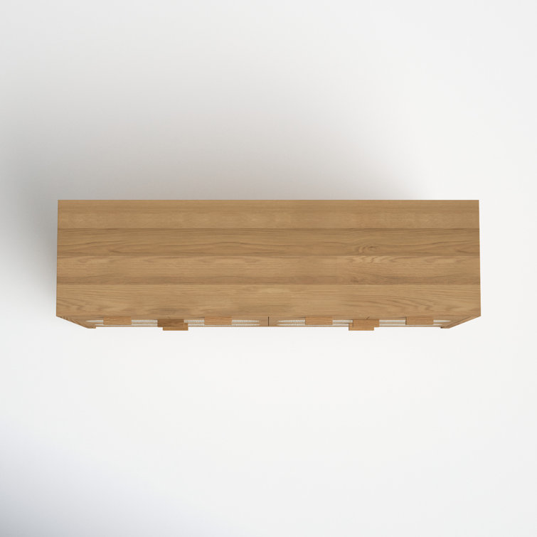 Alder Short Silhouette 8-Drawer Oak and Cane Dresser