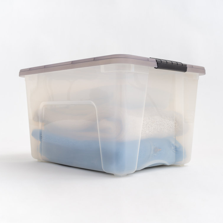 Clear Stackable Plastic Storage Bins with Latching Lids, 40 Qt.