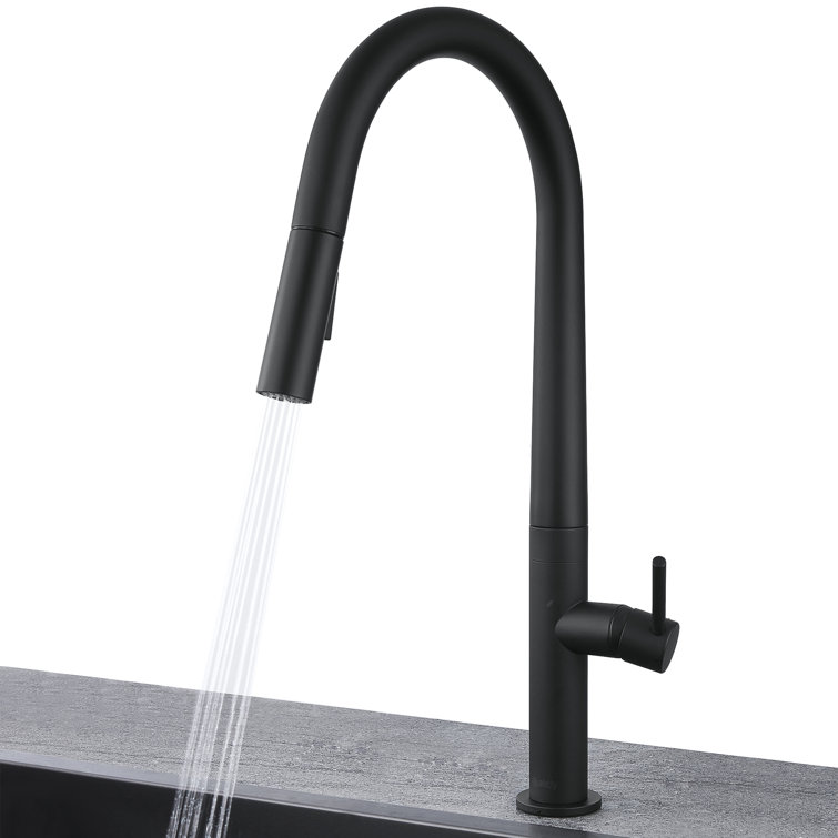 Matte Black Pull-Down Single Handle Kitchen Faucet with Spray