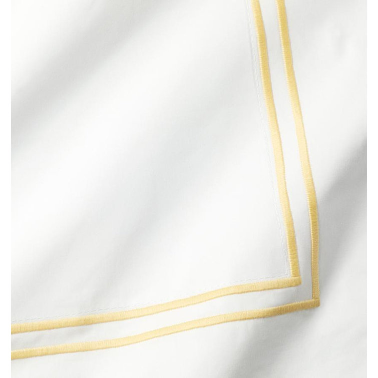 White and Grey Cotton Satin Embroidered Pillowcase, Standard/Queen