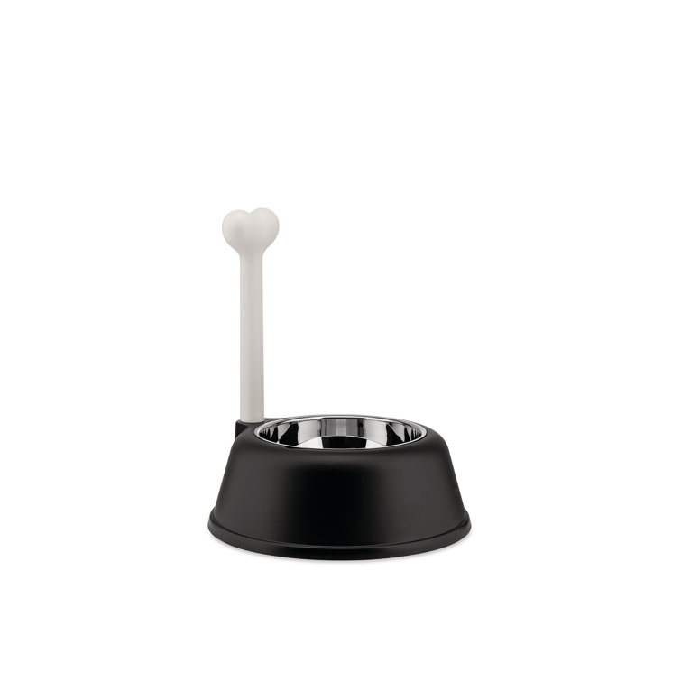 Black Stainless Steel Dog Bowl with Bone Handle