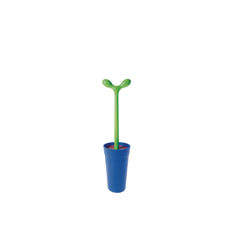 Blue and Green Thermoplastic Resin Toilet Brush with Holder
