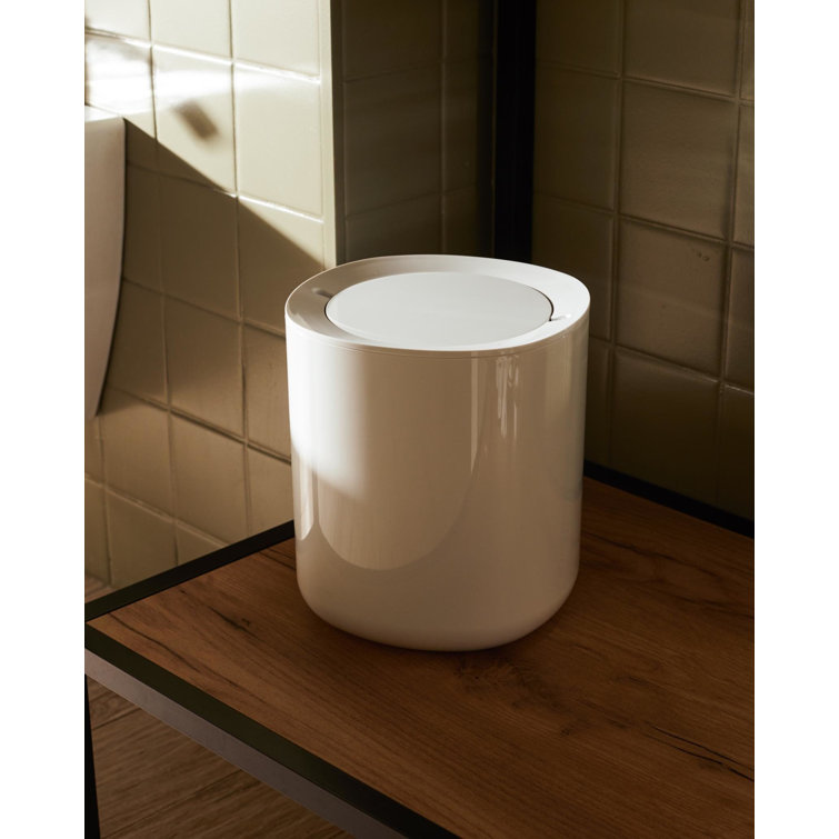 Minimalist White Plastic Bathroom Waste Bin