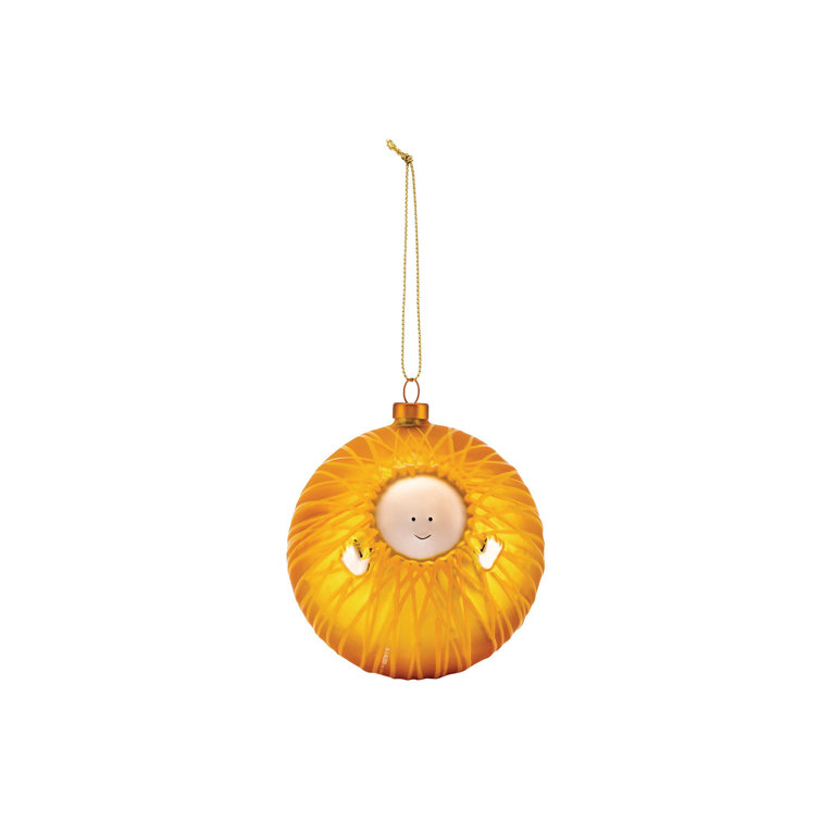 Golden Hand-Decorated Glass Christmas Ornament Bauble
