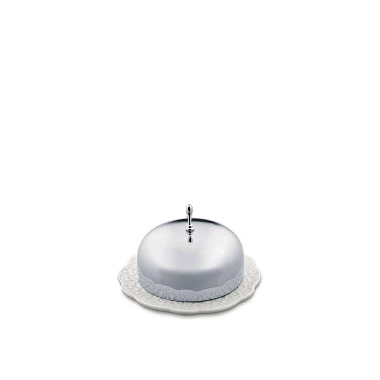 White Polished Porcelain Round Butter Dish with Lid