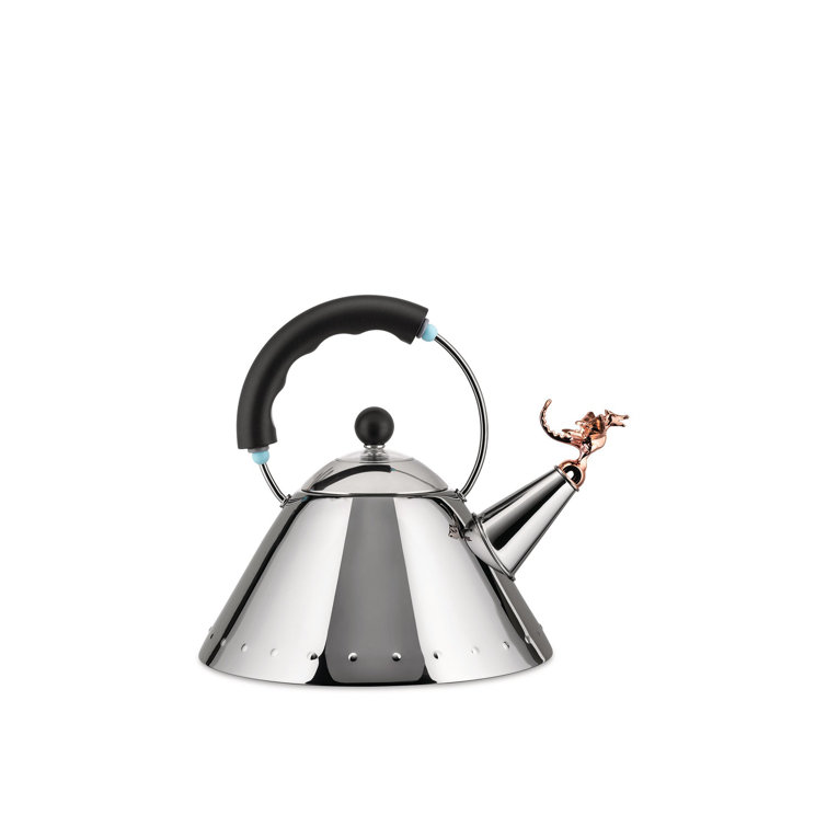 Stainless Steel Whistling Kettle with Black Handle and Dragon Whistle