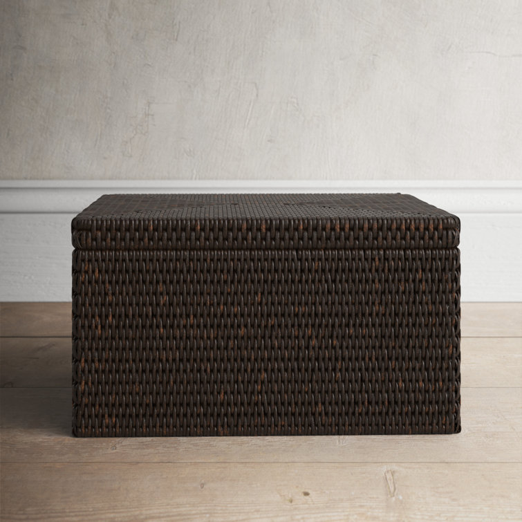 Handwoven Burmese Rattan Rectangle Storage Box with Lid