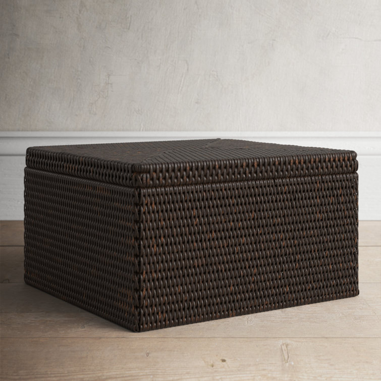 Handwoven Burmese Rattan Rectangle Storage Box with Lid