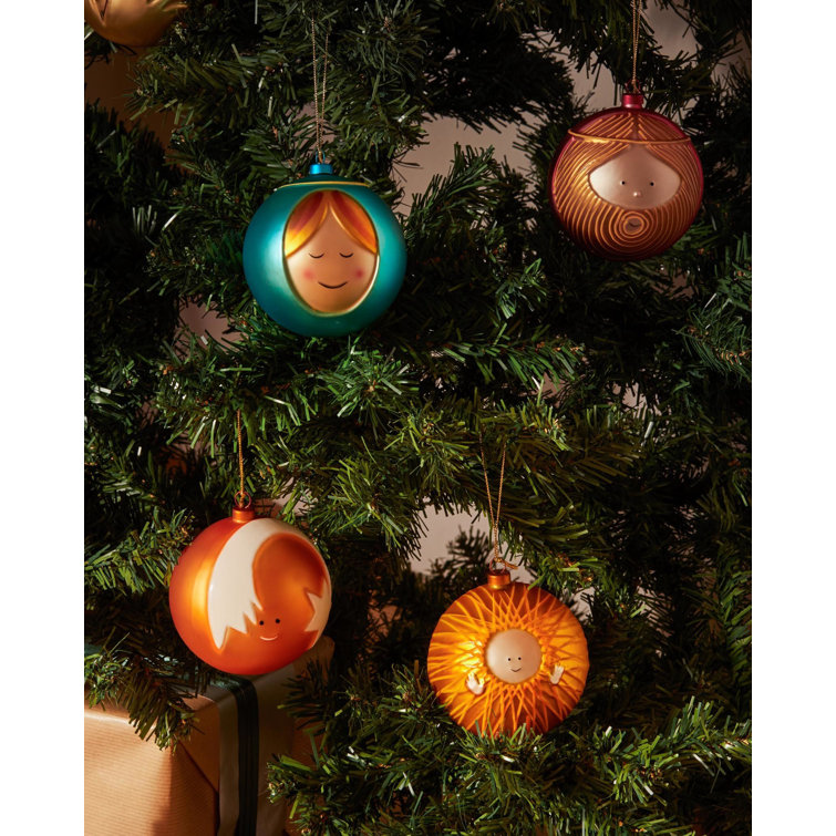 Golden Hand-Decorated Glass Christmas Ornament Bauble