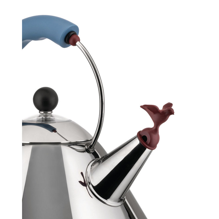 Light Blue Stainless Steel Whistling Kettle with Bird Whistle