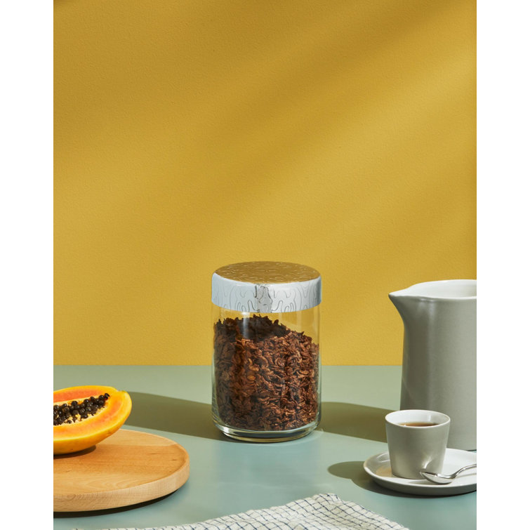 Contemporary Clear Glass Jar with Stainless Steel Lid
