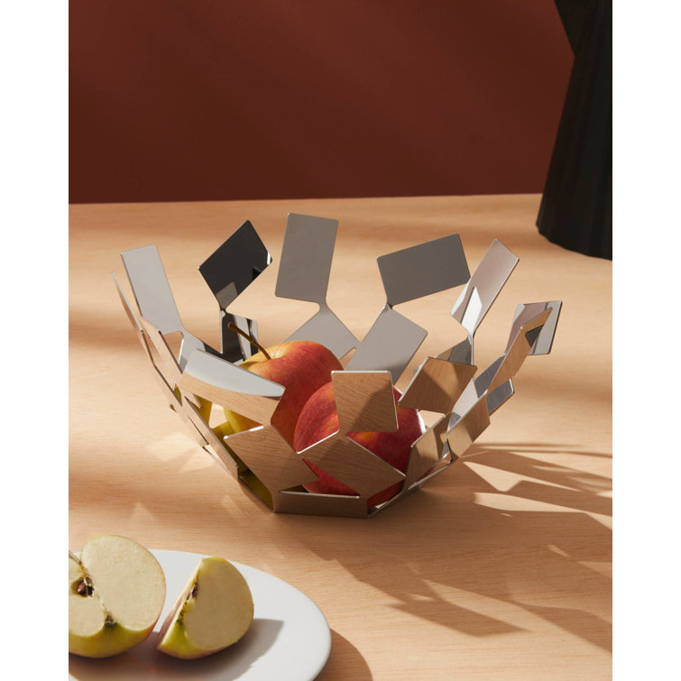 White Geometric Stainless Steel Fruit Holder Bowl