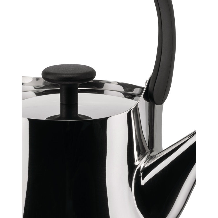 Alessi Silver Stainless Steel Cha Kettle with Black Handle