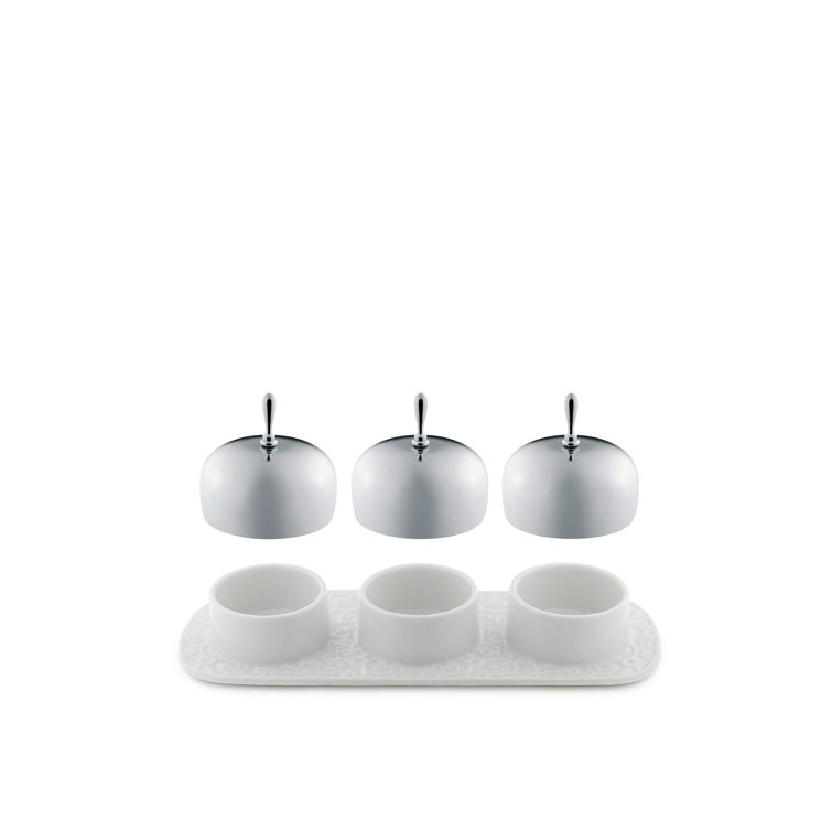 Elegant White Porcelain and Stainless Steel Jam Tray