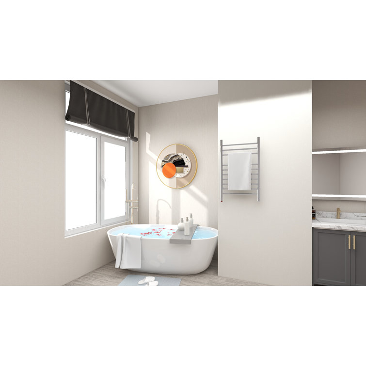 Brushed Stainless Steel Wall Mounted Heated Towel Rail